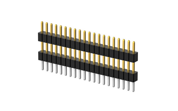 排针 1mm 双塑 ,单排 ,4位 ,180°插件 ,1μ" ,PA6T