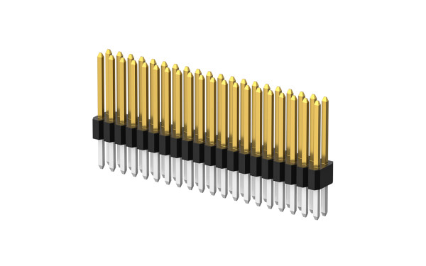 排针 1mm ,双排 ,60位 ,180°插件 ,1μ" ,PA6T