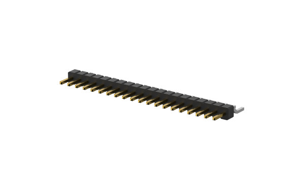 排针,1mm, 单排,10位,直角(90度),表面贴装,0.025μm,PA6T