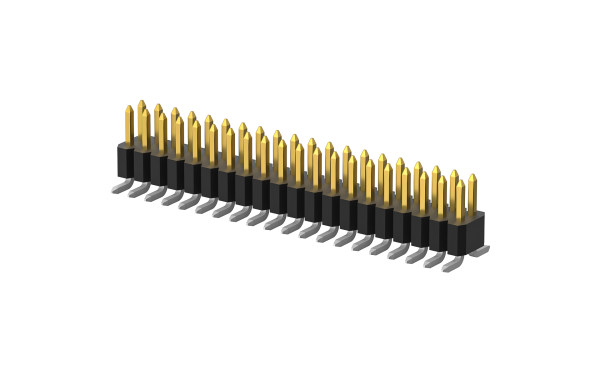 排针 1mm ,双排 ,24位 ,立贴 ,1μ" ,PA6T
