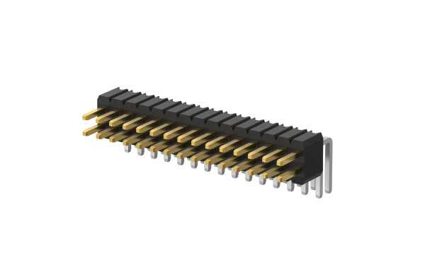 排针 1.27mm ,双排 ,24位 ,90°插件 ,1μ" ,PA6T