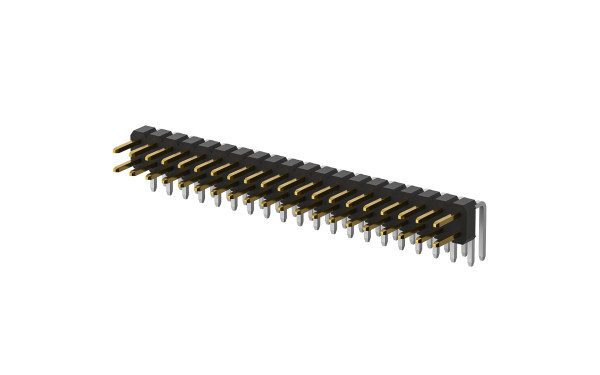排针 2mm ,双排 ,14位 ,90°插件 ,1μ" ,PA6T