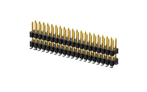 排针,2mm,双塑 双排,14位,垂直(180度),表面贴装,0.025μm,PA6T