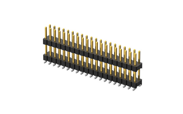 排针,2.54mm,双塑 双排,8位,垂直(180度),表面贴装,0.025μm,PA6T