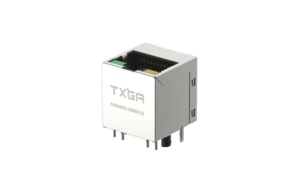 RJ45连接器 180°插件 ,单口 ,6μ" ,黑色 ,左绿右黄 ,1000Base-T