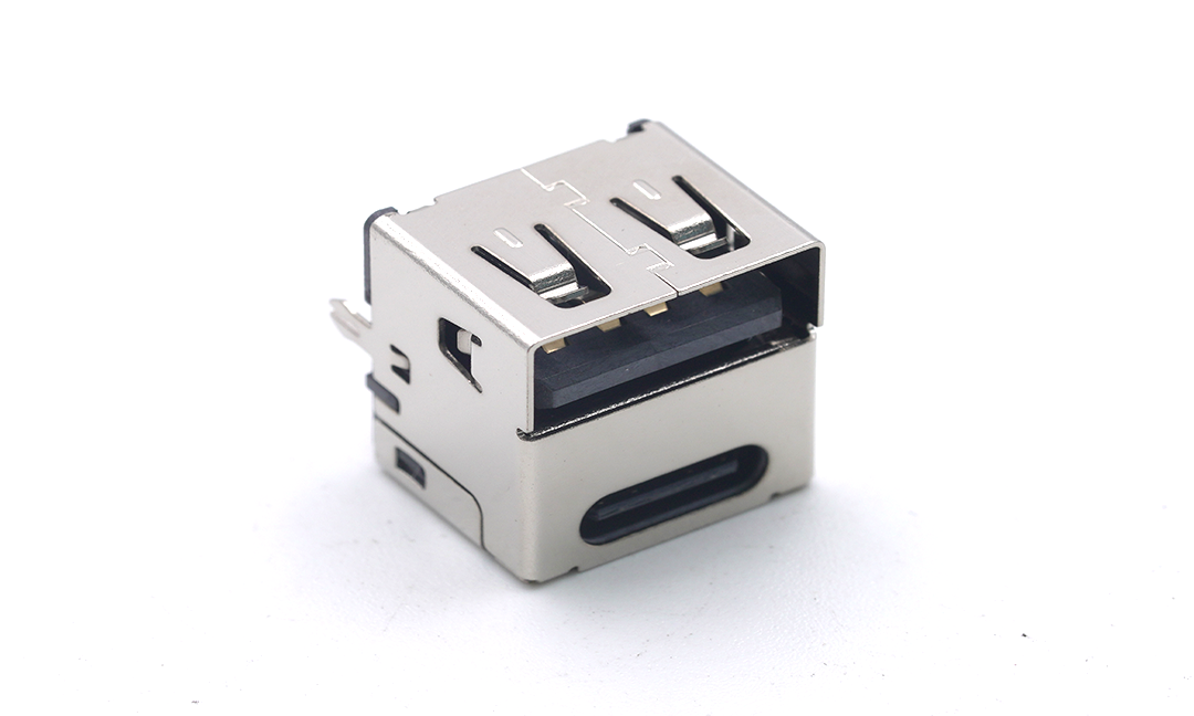 Combo USB3.1 C-type 14Circuits / A-type 4Circuits, FEMALE, 180° Vertical(DIP)