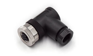 M12X1.0 FEMALE  RA UNSHIELDED SCREW ,A-CODED ,4Circuits ,PG9