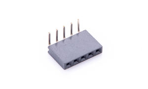 Female Header 2.54mm ,Single row ,5Circuits ,90° Angle(DIP) ,Gold flash ,PBT