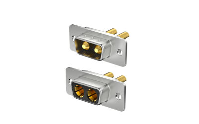 TXGA FDP0201 high current mixed D-SUB connector, with solid gold-plated pins for the male seat and leaf spring sockets for the female seat.