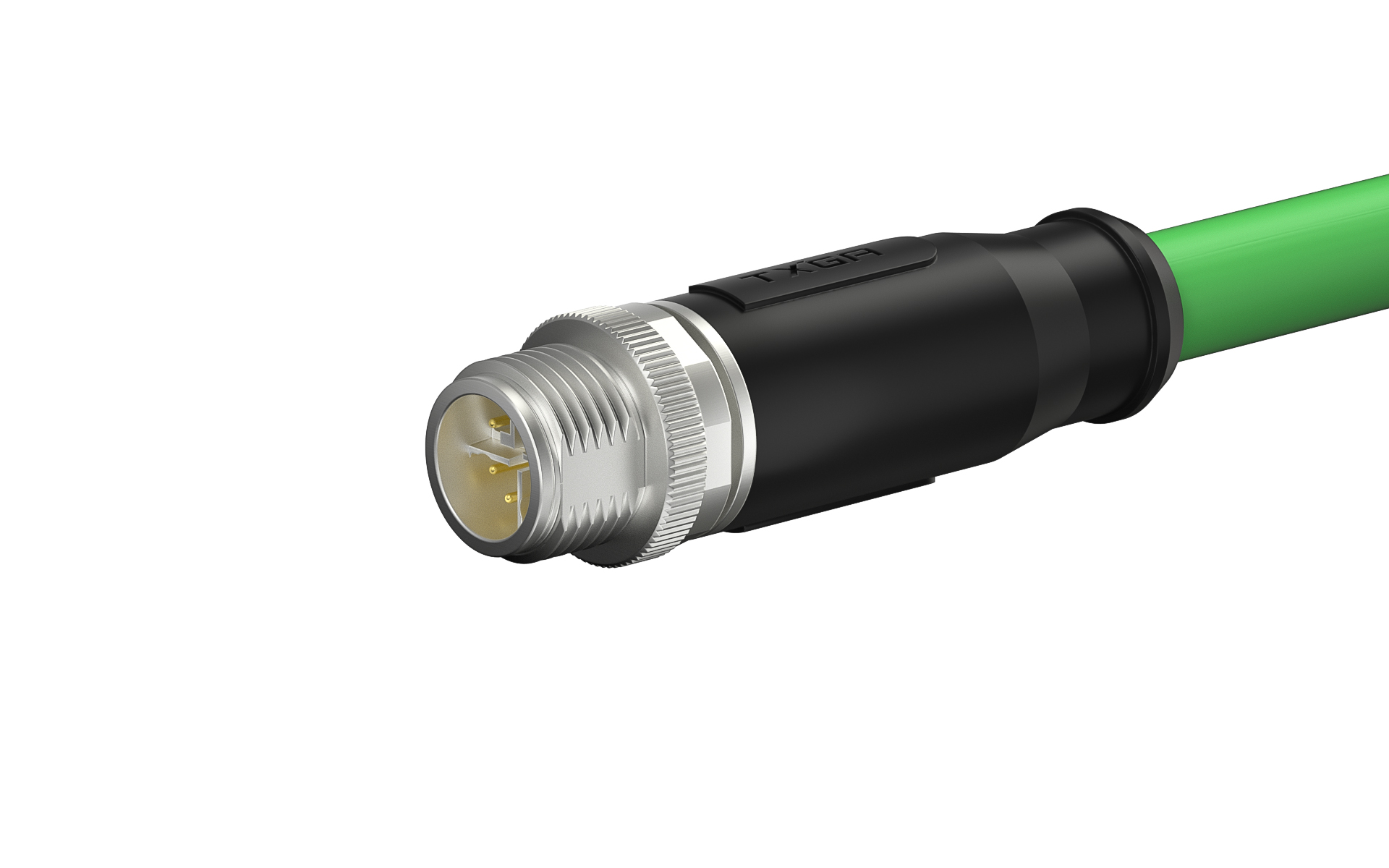 M12 cable connector-X encoding, using an 8-core design, with a data transmission rate of up to 10Gbps, supports CAT6A, and is an ideal choice for 1Gbps to 10Gbps Ethernet applications.