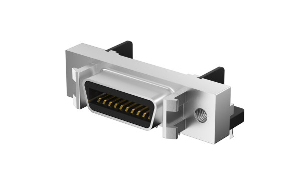 The SCSI connector supports high-speed data transfer and can connect multiple drives simultaneously.