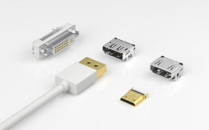  TXGA audio‑video connectors include HDMI, DisplayPort and DVI series. Available in multiple versions, SMT / through‑hole / hybrid solder mounting, male & female types. Gold‑flash plating, LCP/PA66/PBT housing, wide temperature range for high‑definition signal transmission.