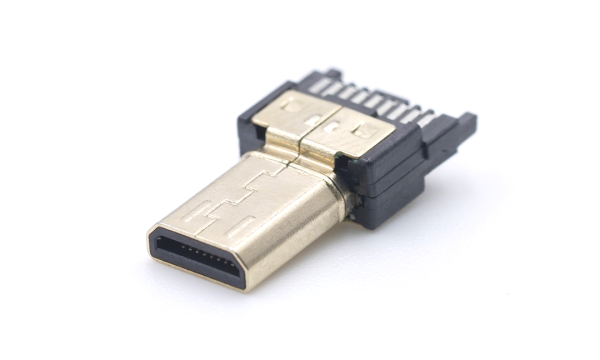 FHC05 Micro HDMI D-type 19Circuits ,MALE ,180° Vertical(Soldering)